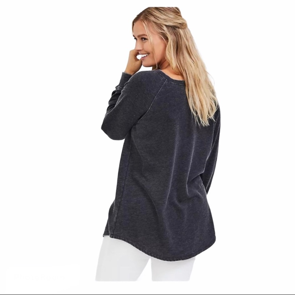 Torrid Black Burnout Fleece Tunic Sweatshirt